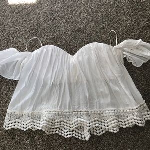 Stella flows off the shoulder crop top